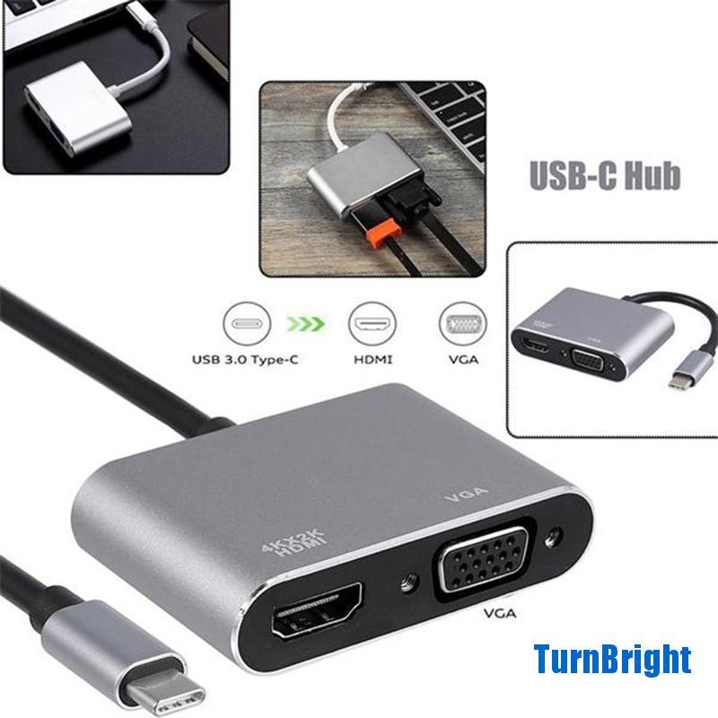 Bộ Chuyển Đổi Usb 3.1 Type C Sang Vga Đa Cổng Hdmi 4k Uhd