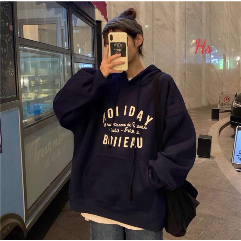 Áo nỉ mũ chữ holyday cotton HSU1