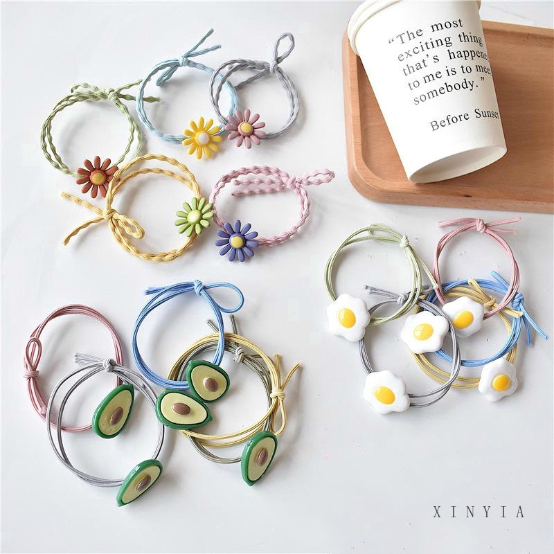 Dây buộc tóc cao su co giãn hình quả trứng kiểu Hàn Quốc xinh xắn trẻ trung dành cho nữ