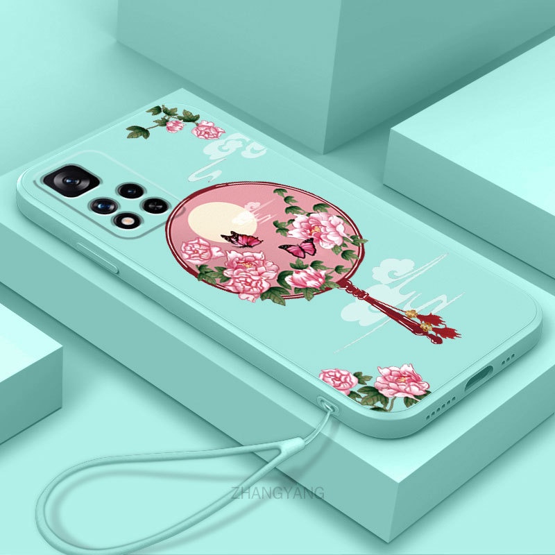 Ốp Điện Thoại Silicon Mềm Họa Tiết Hoa Mẫu Đơn Có Dây Đeo Cho Redmi 10