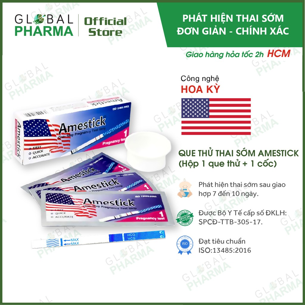 [CÔNG NGHỆ USA] Que Thử Thai Sớm AMESTICK (Hộp 1 Que + Cốc) - Độ Nhạy Cao