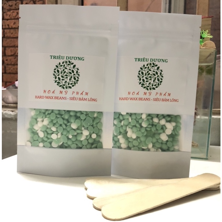 COMBO Chén nấu sáp silicon chống dính + 200gr Sáp tẩy lông Hard wax bean  + 5 que lấy sáp