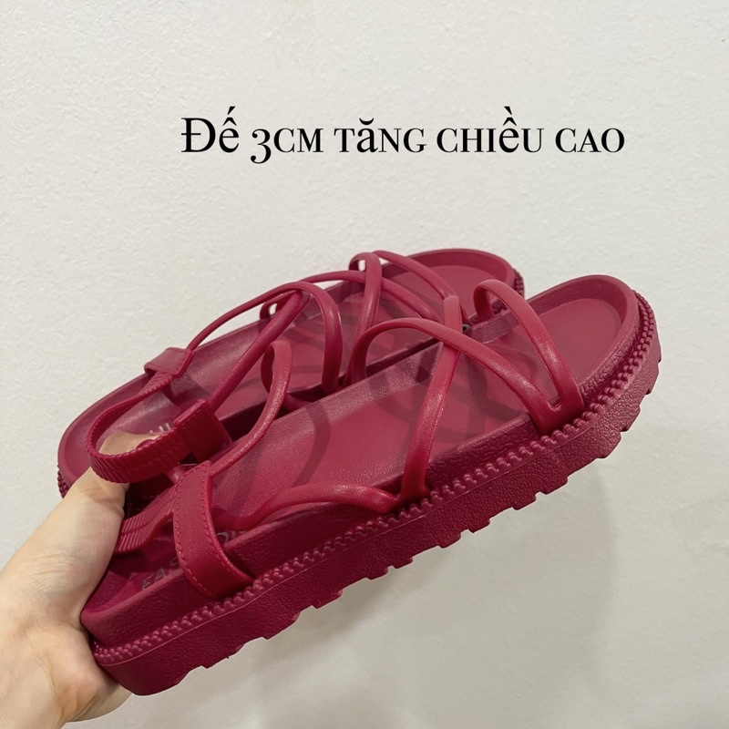 Dép sandal cao su quai chéo đan xen 2021 D90