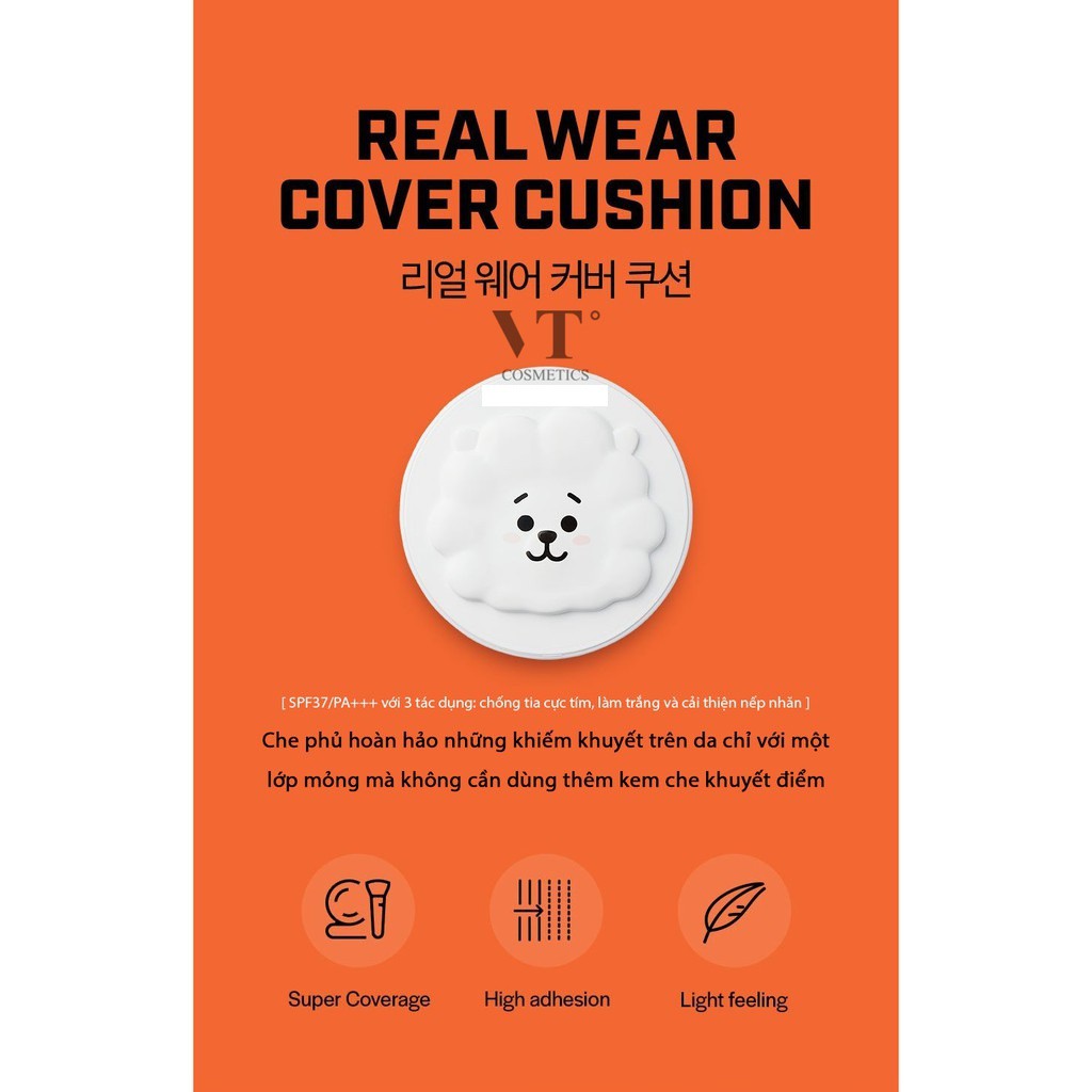 [PHẤN NƯỚC CHE PHỦ, DẠNG CUSHION] VT BT21 REAL WEAR COVER CUSHION