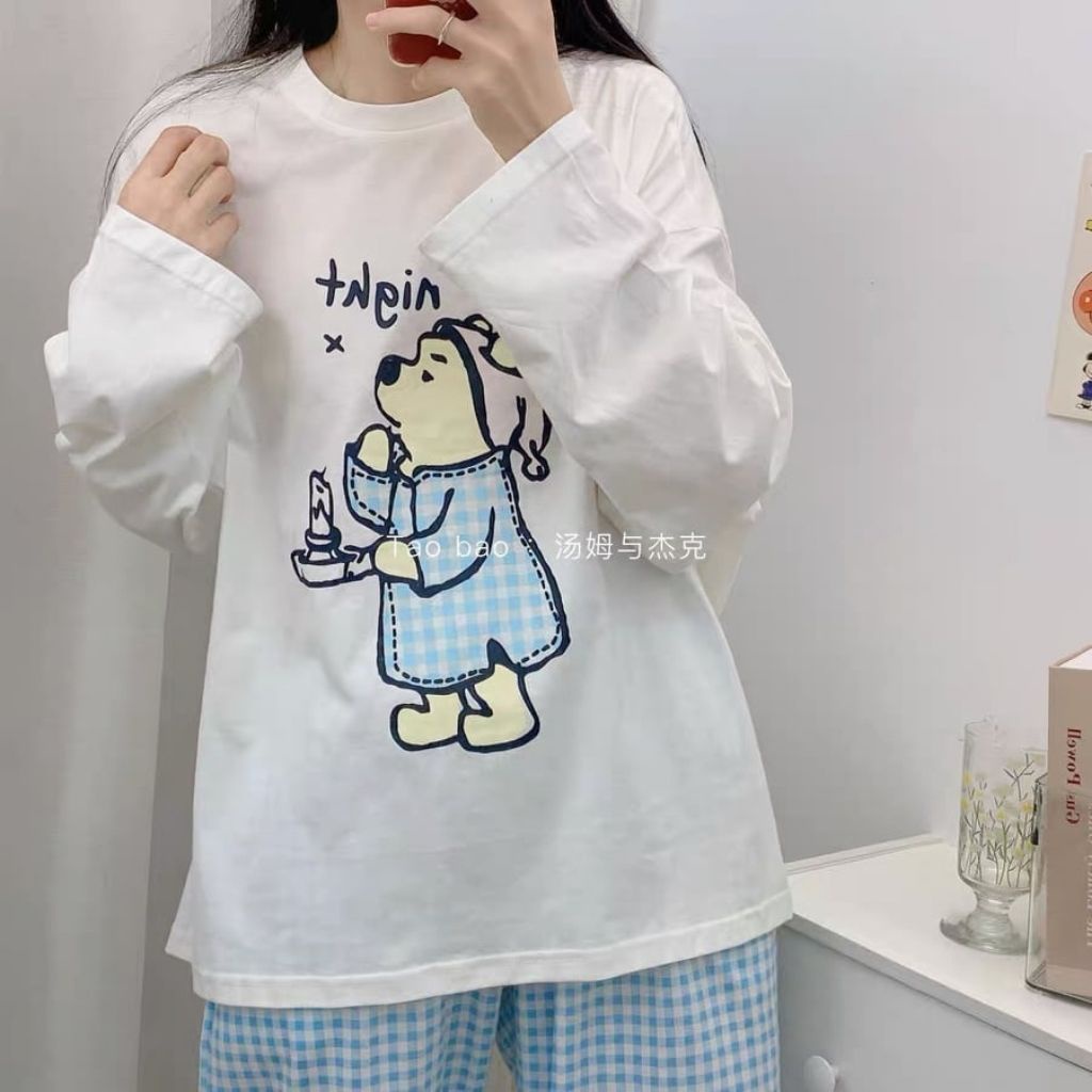 Bộ ngủ gấu quần kẻ cực cute | BigBuy360 - bigbuy360.vn