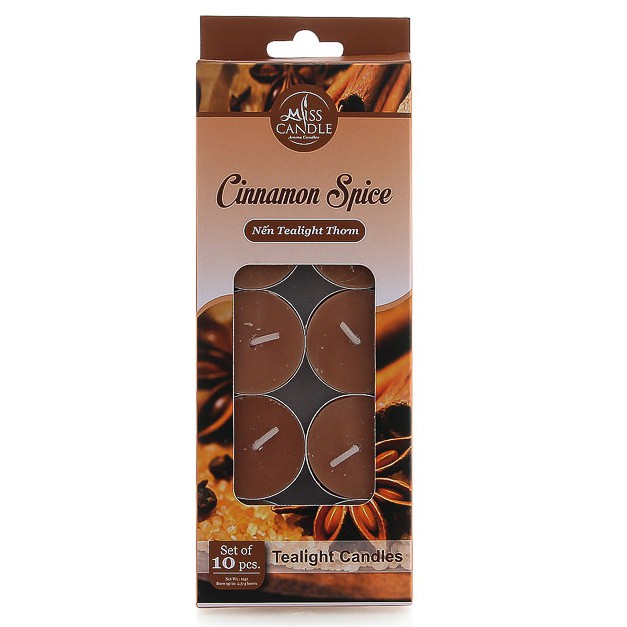 Hộp 10 nến tealight thơm Miss Candle FTRAMART MIC0147 Cinnamon Spice (Hương quế)