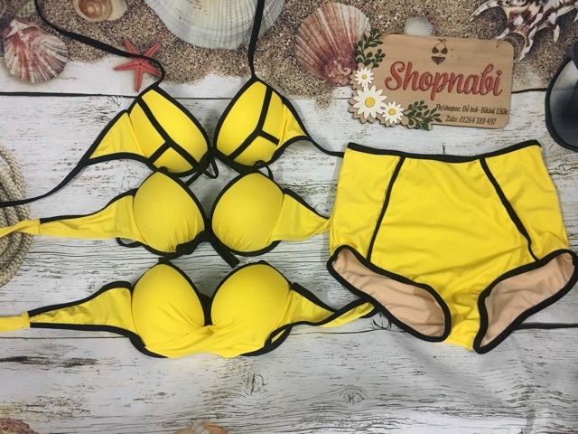 Bikini vàng mút dày chọn kiểu áo thứ tự từ trên xuống | BigBuy360 - bigbuy360.vn