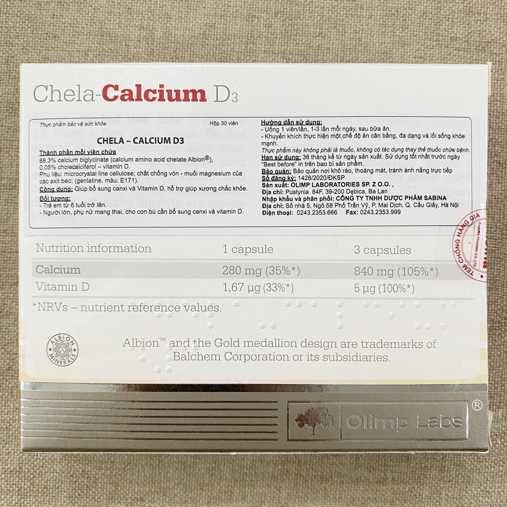 [Mã FMCGMALL -8% đơn 250K]Canxi Chela-Calcium D3 ( Olimp labs)– Canxi cho bà bầu, bổ sung canxi và vitamin D3 36.6g