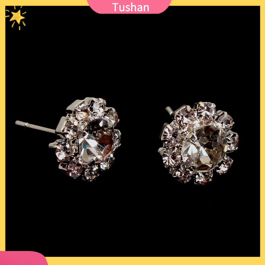 Đôi khuyên tai dạng xỏ đính đá sang trọng thời trang dành cho nữ