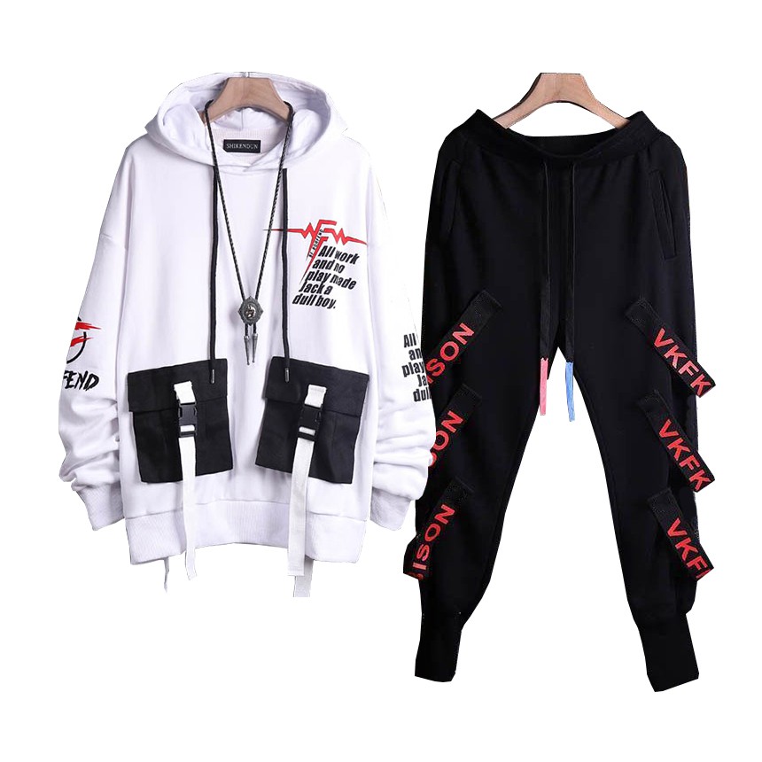 Bộ Đồ Nam Chất Thun Áo Hoodies Túi Hộp BORFEND Kết Hợp Quần Jogger Phối Dây Chữ Trẻ Trung Thời Trang SET NAM 9000087