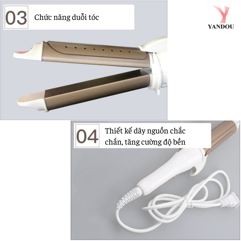 Máy duỗi tóc + uốn tóc Yandou E668 200℃ lõi sắt chất lượng cao