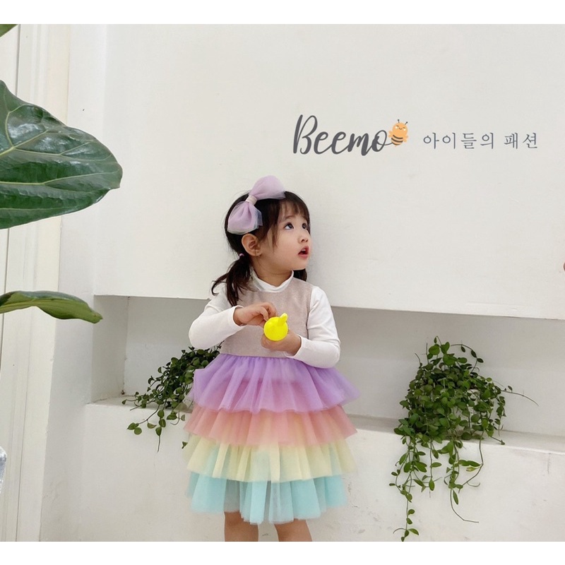 Váy kim tuyến phối ren kèm bờm 80-130