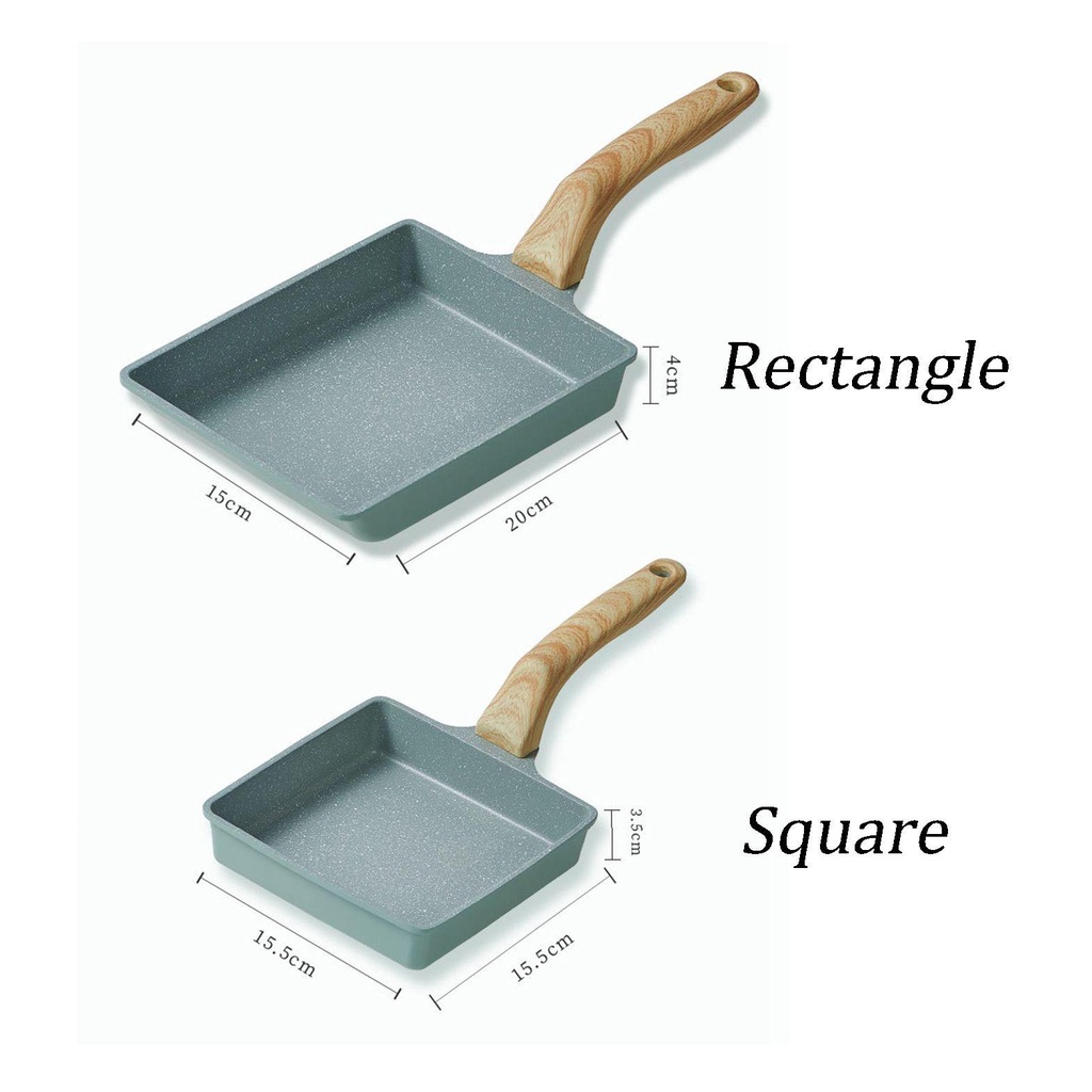 Chảo Chiên Trứng Hình Vuông Mini Không Dầu Phong Cách Phương Tây