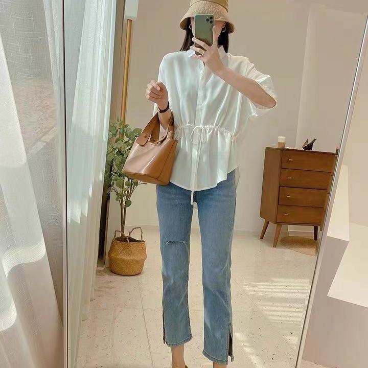 Áo sơ mi tay ngắn thời trang hè phong cách Hàn Quốc 2021 cho nữ | BigBuy360 - bigbuy360.vn
