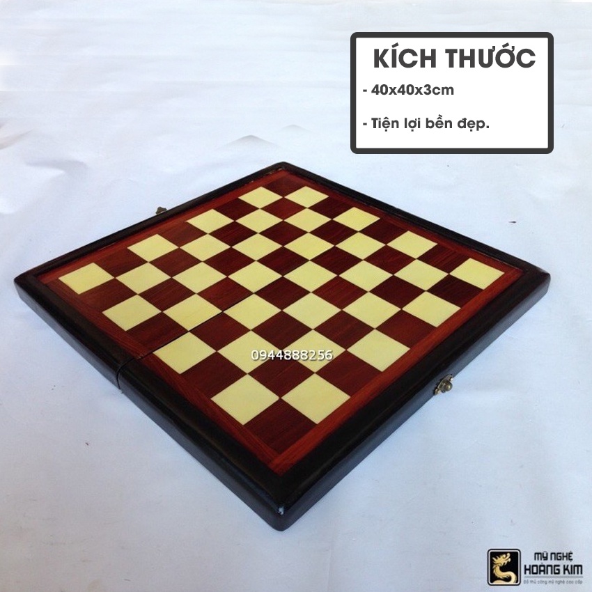 Bàn cờ vua gỗ hương 40x40cm, Mỹ Nghệ Hoàng Kim chuyên bộ cờ vua bằng gỗ đẹp cao cấp