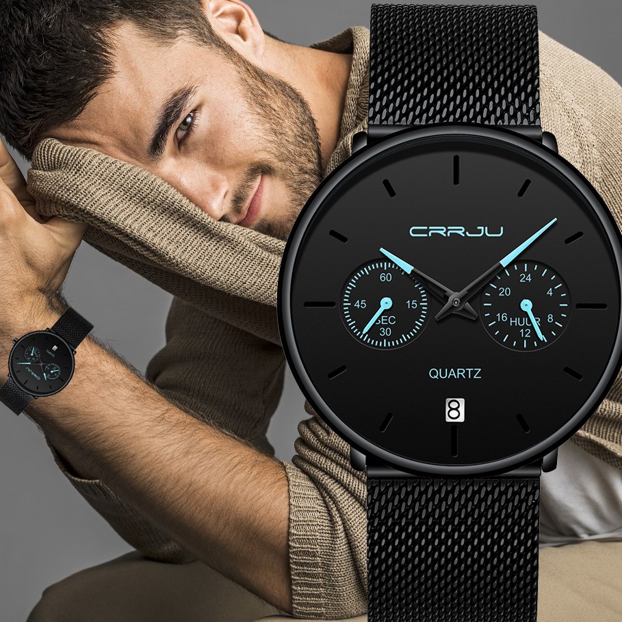 Đồng Hồ Đeo Tay CRRJU 2162 Máy Thạch Anh Chống Thấm Nước Thời Trang Unisex Phong Cách Thể Thao