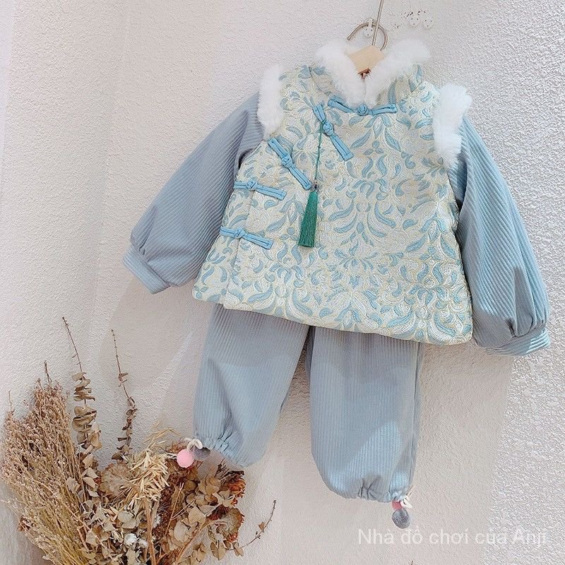 Thick Winter Girl Matching Baby Girl Tang Chinese Style Two Pieces