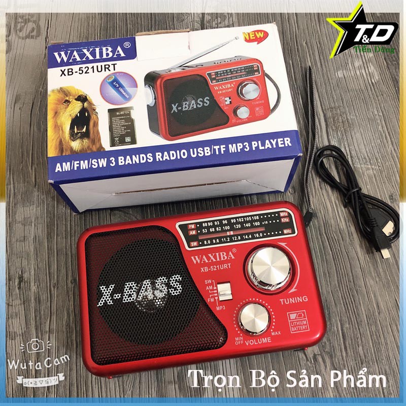 Máy nghe nhạc kiêm đài Radio FM Waxiba XB-521URT- Đài FM 521 có hỗ trợ thẻ nhớ TF và USB có đèn pin