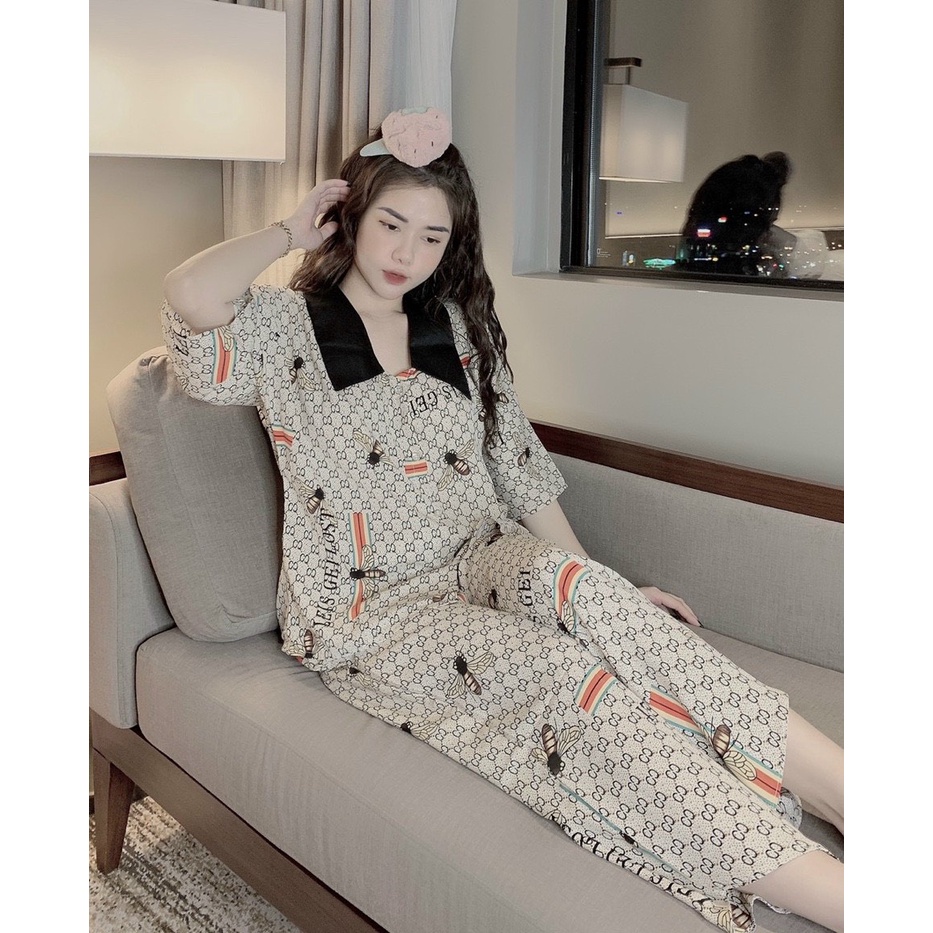 Bộ Pijama - Bộ Lụa Áo Cộc Quần Dài Chất Liệu SaTin Cánh Dơi Form Dưới 60kg | BigBuy360 - bigbuy360.vn