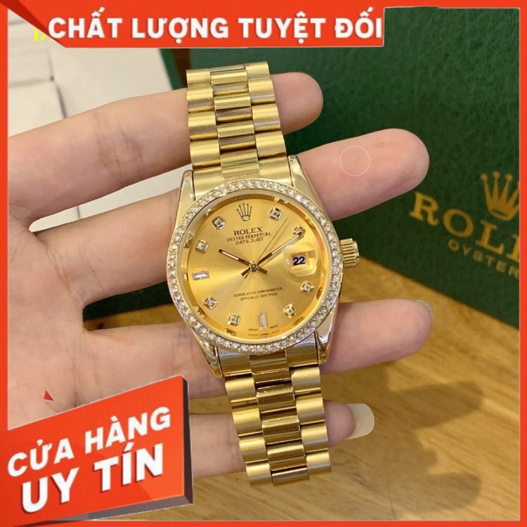 (Rolex.viền trơn) Đồng hồ nam ROLEX - hàng cao cấp -dây đúc đặc, không bay màu- Bảo hành 12 tháng - Donho.rolex- Hàng Ca