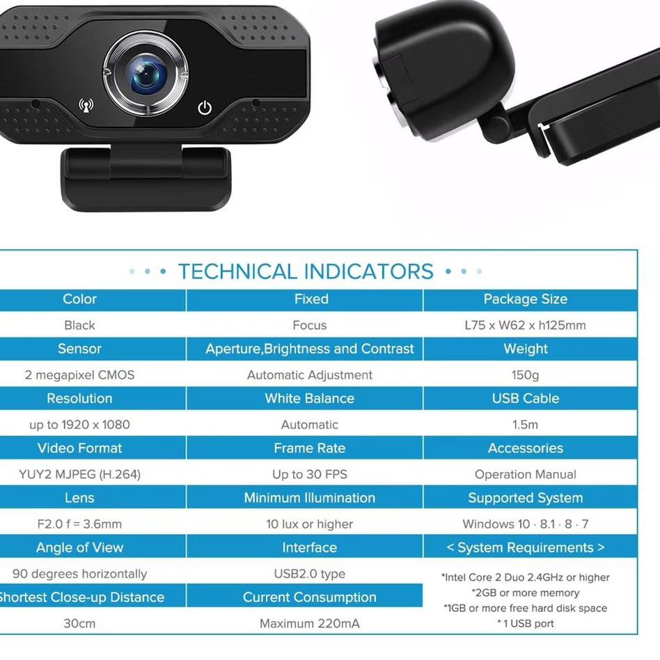 Webcam Toàn Bộ HD 1080P V8 Kèm Micro Tiện Dụng | BigBuy360 - bigbuy360.vn