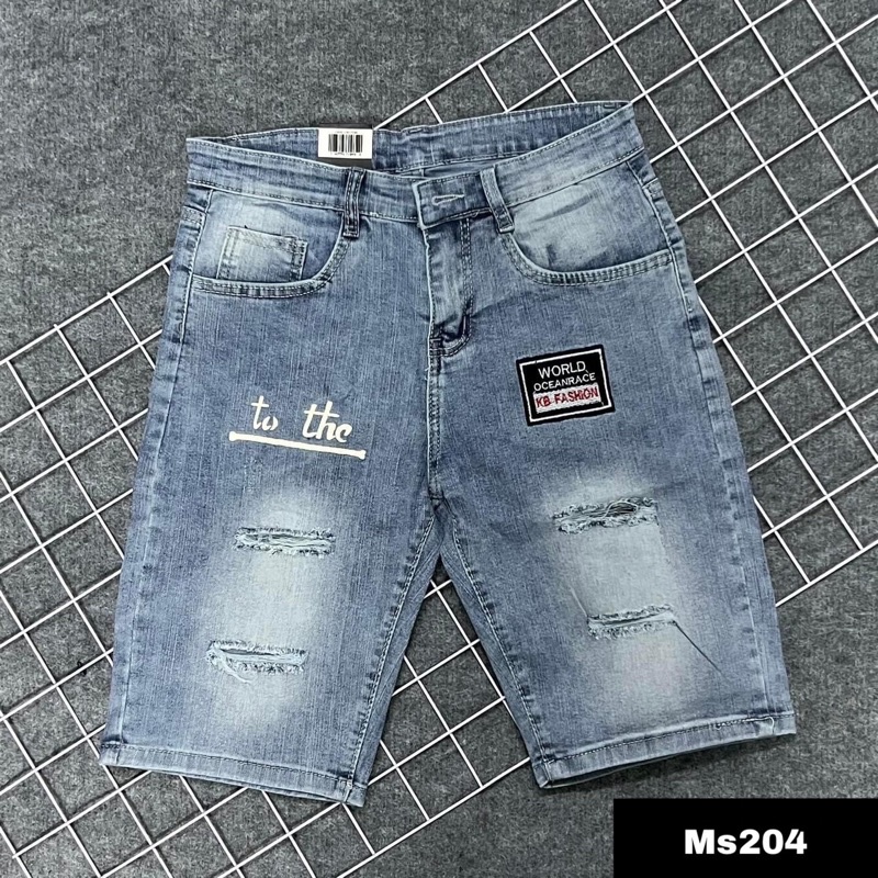 Quần Short Jean Nam cao cấp, quần lửng nam màu xanh chất liệu vải bò co giãn thoải mái Gió Fashions MS204
