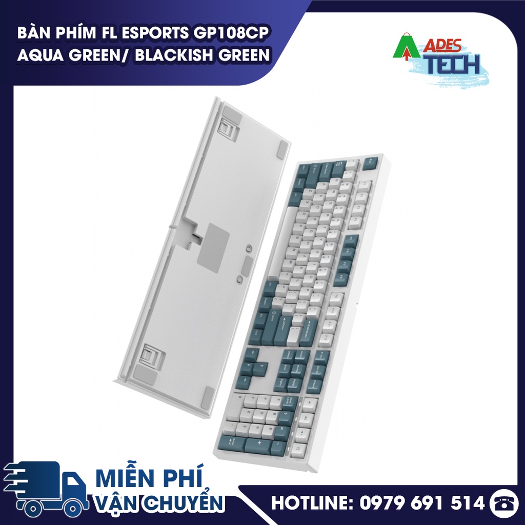Bàn phím FLEsports GP108CP Aqua Green/ Blackish Green - Bàn phím cơ Switch Kailh Box cao cấp