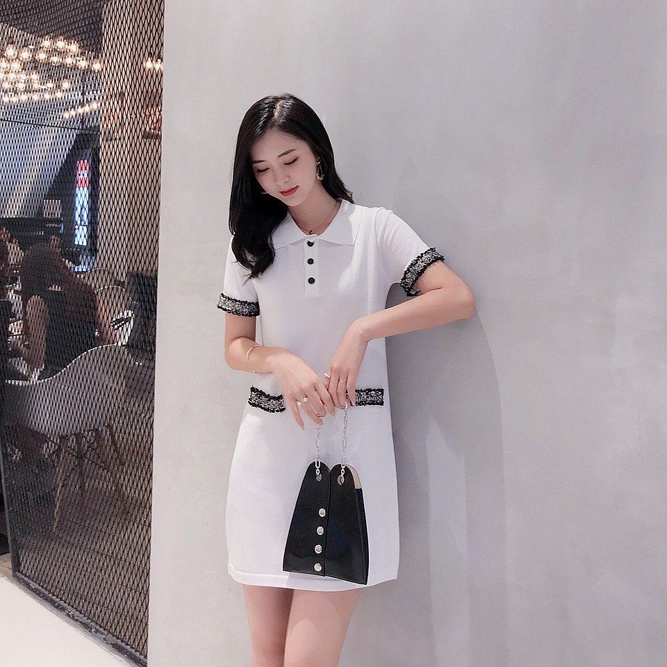Váy mùa hè cổ polo dáng suông tay ngắn D06