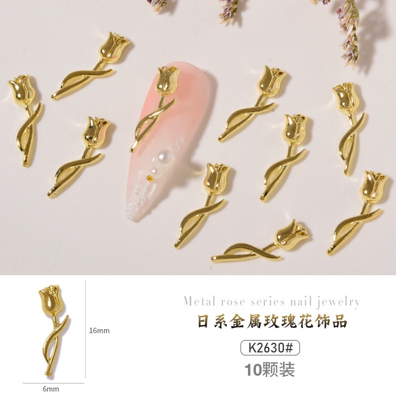 Hàng Có Sẵn Bán Sỉ Phụ Kiện Đính Trang Trí Móng Tay Bằng Hợp Kim Kim Loại Hình Hoa Hồng Ba Chiều Màu Bạc Phụ Kiện Trang Sức Móng Tay