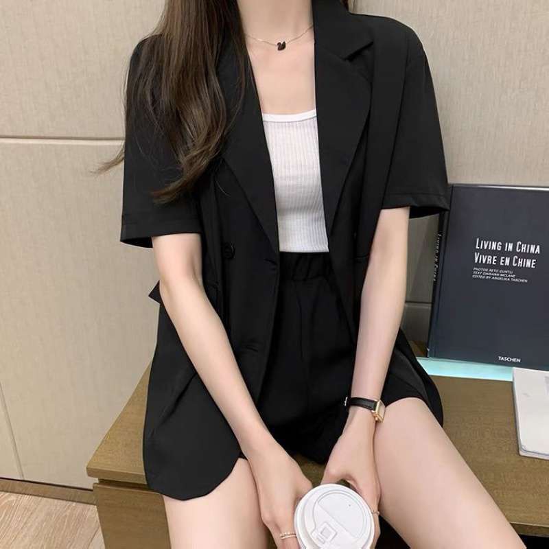 Áo Khoác Blazer Tay Ngắn Dáng Rộng Màu Trơn Phong Cách Hàn Quốc Aoblazercoctay6087