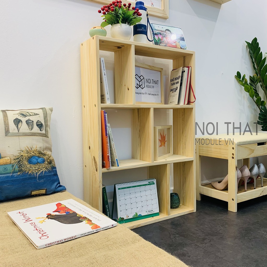 Gía sách đa năng, kệ sách treo tường gỗ thông tự nhiên nguyên tấm ( không phải loại ghép thanh ) 90*60 cm