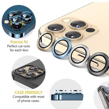 Bộ 3 mắt dán bảo vệ Camera cho iPhone 13 Mini, 13, 13 Pro, 13 Pro Max khung vành nhôm + Kính bảo vệ camera siêu tốt