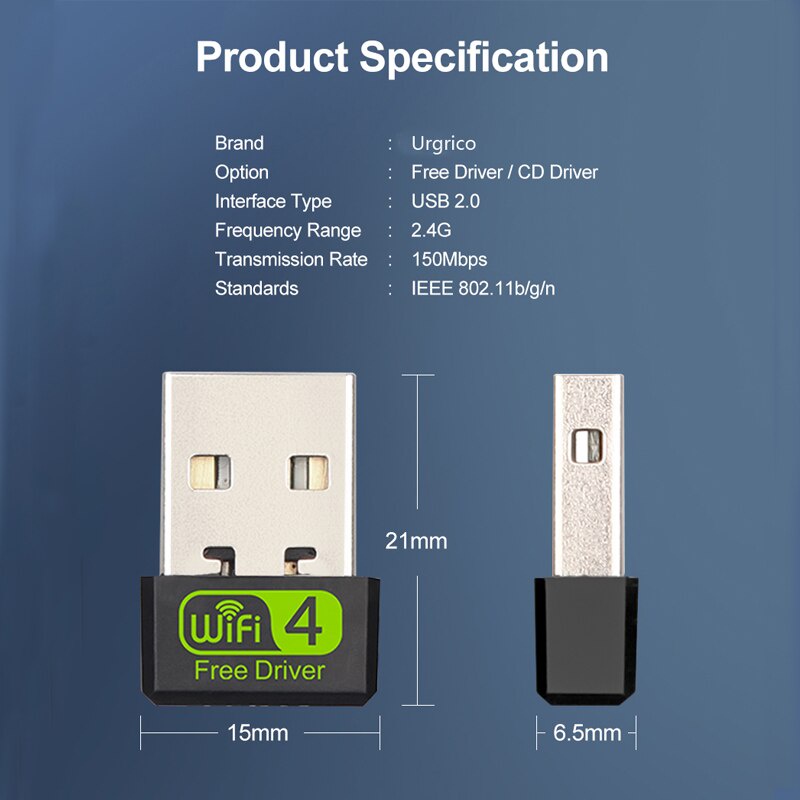 USB WiFi mini 150Mbps cho PC USB Ethernet WiFi Dongle 2.4G