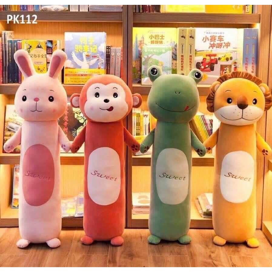 Gối ôm cho bé ngộ nghĩnh hình thú, gấu bông hình thú đáng yêu sư tử, ếch, thỏ, khỉ, gấu bông - quà tặng