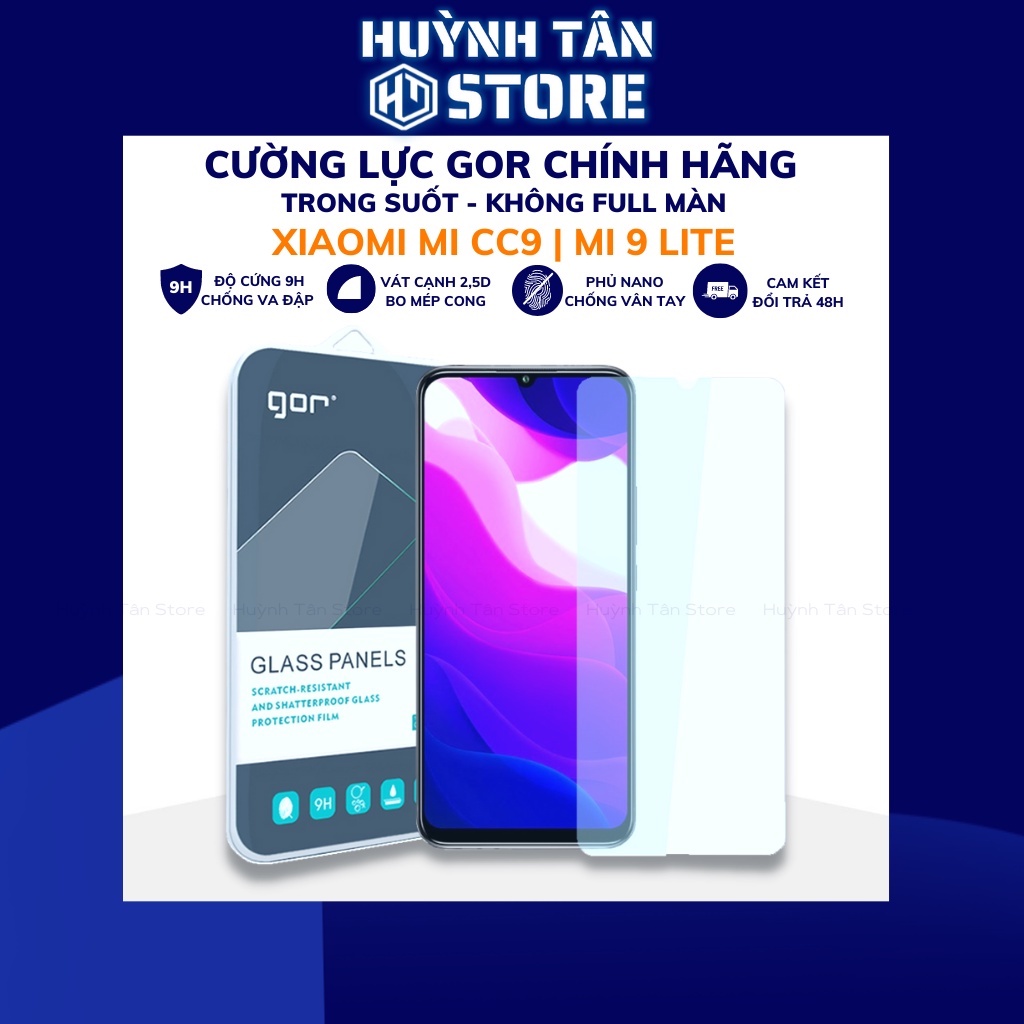Kính cường lực Xiaomi Mi CC9 , Mi 9 Lite không full chính hãng GOR