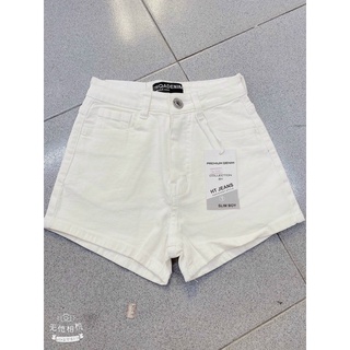 Quần short trắng đen lưng cao