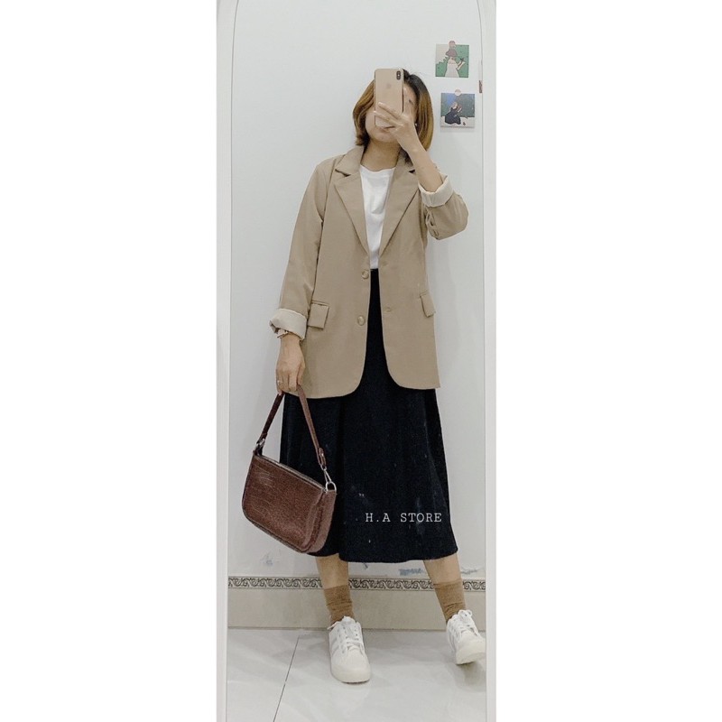 Blazer nâu tây 2 lớp