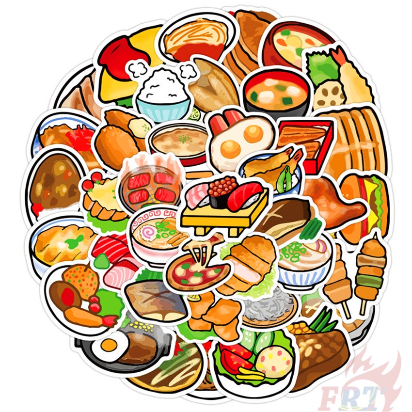 Bộ 40 Miếng Dán Trang Trí Sổ Tay Diy Hình Thức Ăn Dễ Thương