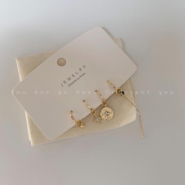 Set khuyên xinh tone vàng xinh xắn cho nữ