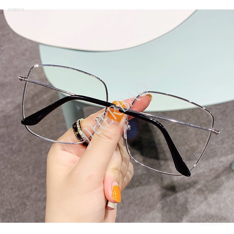 Kính Mát Gọng Vuông Kim Loại Chống Bức Xạ Phong Cách Vintage