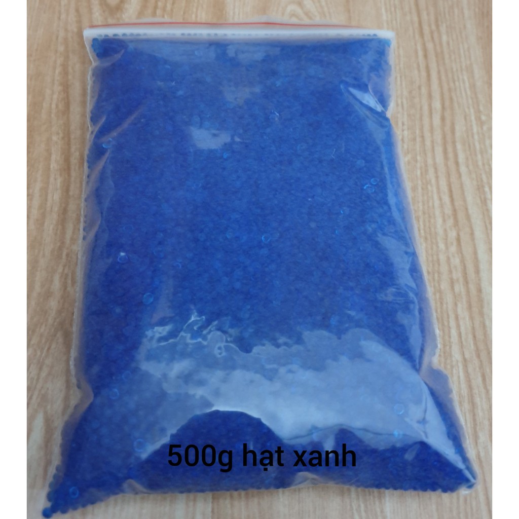 Túi 500gr hạt silica gel hút ẩm, chống ẩm màu xanh dùng cho máy ảnh TẶNG KÈM 05 TÚI VẢI.