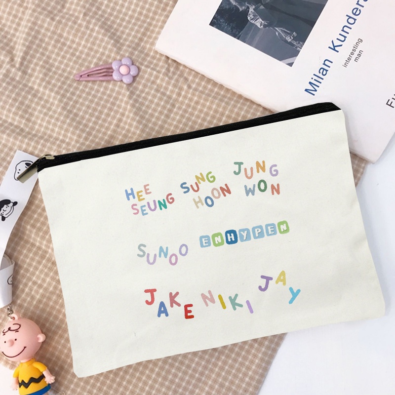 ❤Bút Chì enhypen ❤ Túi Đựng Bút Bằng Vải canvas In Hình Thời Trang Ốp