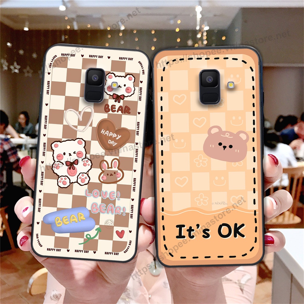 Ốp lưng Samsung A8 2018 / A8 Plus / A8+ trái tim mặt cười, gấu cute thể thao cá tính