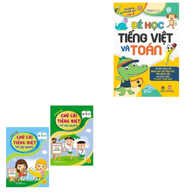 Sách - Combo Bé Học Tiếng Việt và Toán+Vở Tập Viết Chữ Cái Tiếng Việt Chữ Viết Thường - Dành Cho Bé Chuẩn Bị Vào Lớp 1