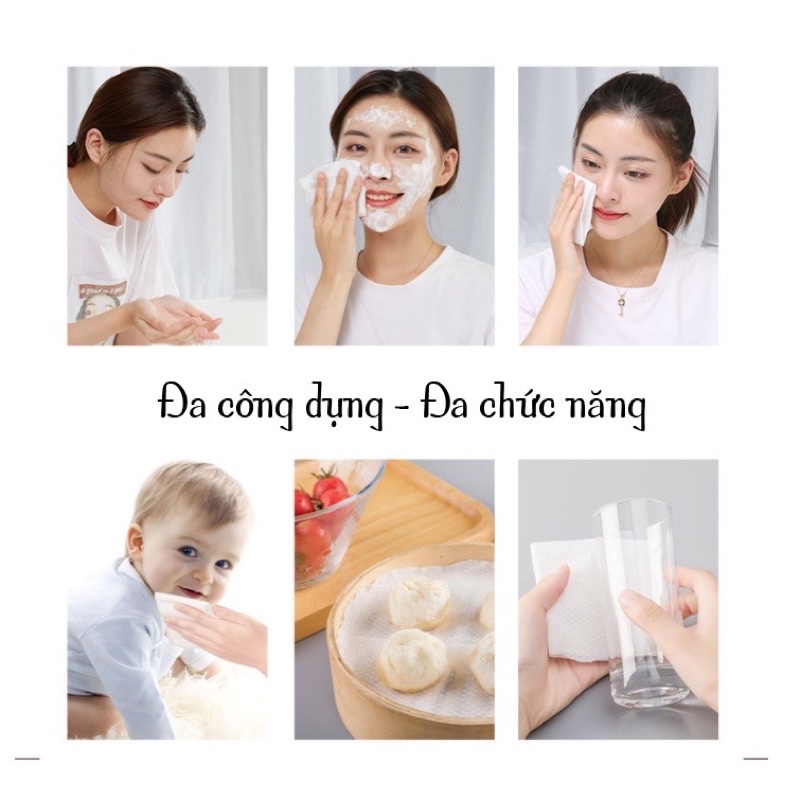Khăn lau mặt Animery dùng 1 lần lau khô lau ướt túi lớn 150g  khăn giấy khô cotton lau mặt dùng 1 lần