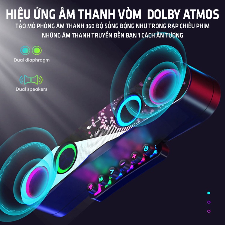 Loa Bluetooth Gaming NR555 Hiệu Ứng Âm Thanh Vòm Dolby Atmos