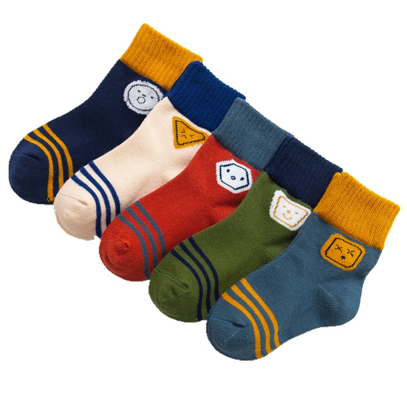 Set 5 Đôi Tất Cotton Kẻ Sọc Cầu Vồng Dễ Thương Cho Bé 1-12 Tuổi