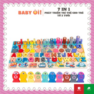 Bộ đồ chơi câu cá bằng gỗ 7 trong 1, học tiếng anh, học phép cộng trừ, phát triển tư duy cho trẻ từ 2 tuổi trở lên