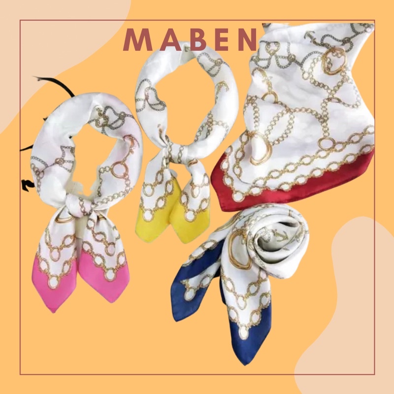 Khăn turban lụa vuông choàng cổ ( có thể quấn thành áo) size 70cm) - Maben