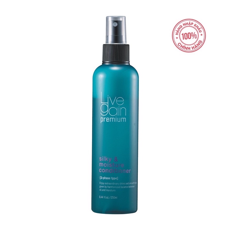 Xịt Dưỡng Tóc (Xả Khô) Livegain Premium Silky &amp; Moisture Conditioner 250ml Hàn Quốc